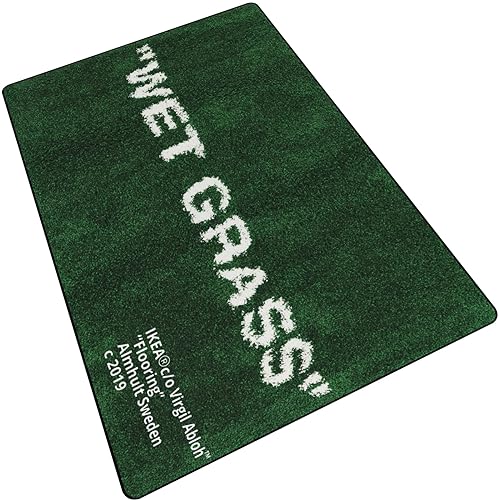 Wet Grass Area Rugs Green 3D Printed Modern Large Carpet