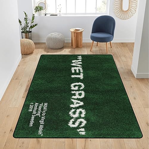 Wet Grass Area Rugs Green 3D Printed Modern Large Carpet